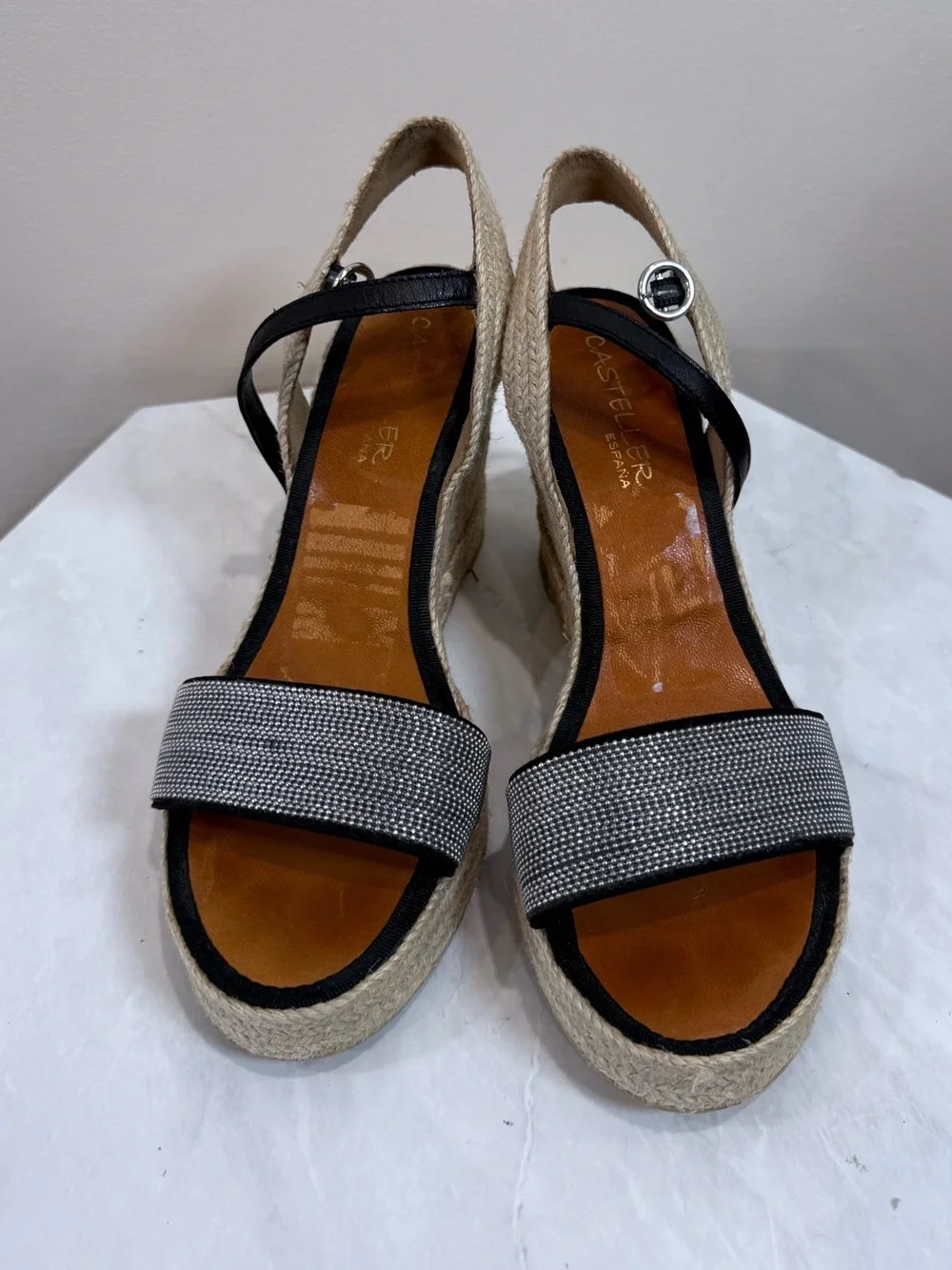 🔥Casteller women’s Black Espadrille Wedge Sandals - Black Size 8 EC🔥